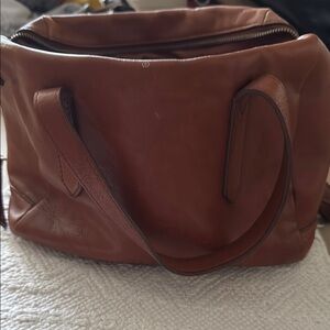 Elegant Fossil Brown Leather Tote Bag
